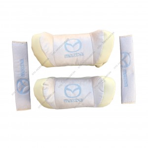 Mazda Nakışlı Deri Araç Boyun Yastığı Seti Bej