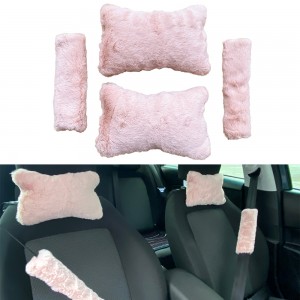 Peluş Ortopedik Araba Seyahat Boyun Yastığı Emniyet Kemer Pedi Seti Pudra Pembe Peluş Ortopedik Araba Seyahat Boyun Yastığı Emniyet Kemer Pedi Seti Pudra Pembe