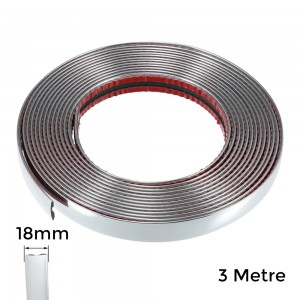 Yapışkanlı Nikelaj Şerit Bant Çıta 18mm 3 Metre Krom