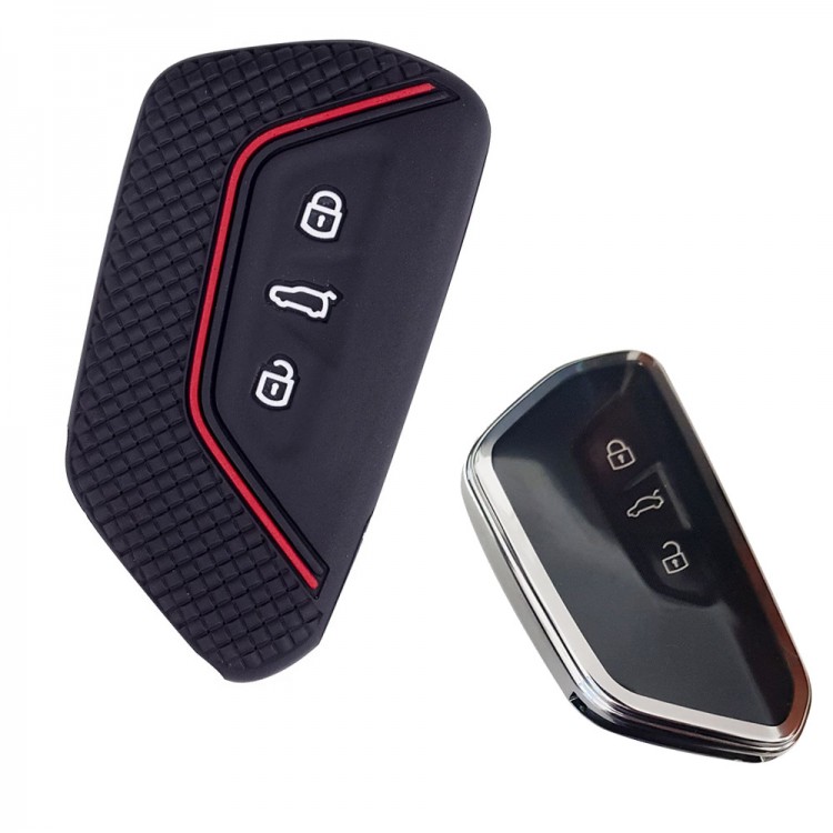 Volkswagen Golf 8 Mk8 2020 Üzeri Uyumlu Silikon Oto Anahtar Kumanda Kabı Siyah Kırmızı Volkswagen Golf 8 Mk8 2020 Üzeri Uyumlu Silikon Oto Anahtar Kumanda Kabı Siyah Kırmızı