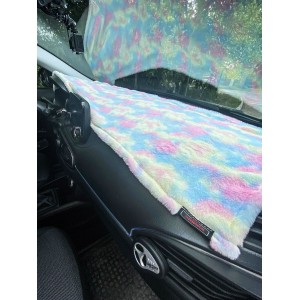 Yumuşak Tüylü Oto Torpido Bagaj Üstü Örtü Peluş Halı Gökkuşağı 130x40cm