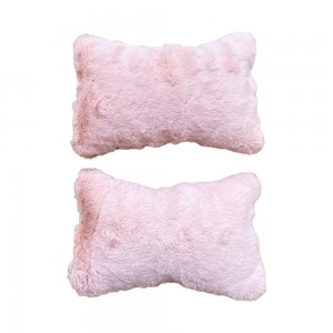 Yumuşak Peluşlu Ortopedik Araba Seyahat Boyun Yastığı 2'li Pudra Pembe