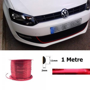 Yapışkanlı Nikelaj Şerit Bant Çıta 11mm 1 Metre Parlak Kırmızı