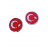 Türk Bayrağı Yuvarlak Etiket Metal Sticker 5cm 2' Li 