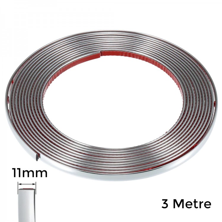 Yapışkanlı Nikelaj Şerit Bant Çıta 11mm 3 Metre Krom Yapışkanlı Nikelaj Şerit Bant Çıta 11mm 3 Metre Krom
