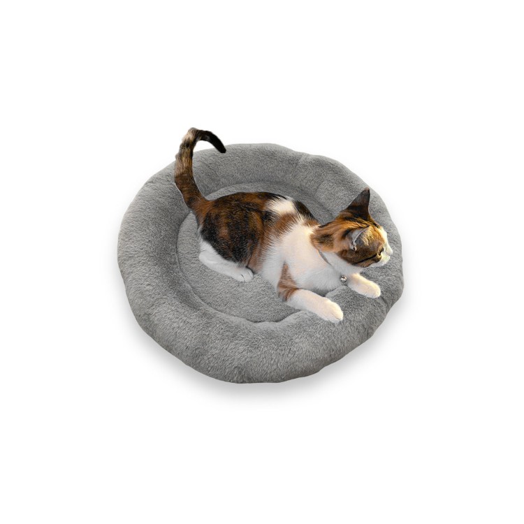Yumuşak Tüylü Peluş Yuvarlak Evcil Hayvan Kedi Yatağı Minder 50cm Gri Yumuşak Tüylü Peluş Yuvarlak Evcil Hayvan Kedi Yatağı Minder 50cm Gri