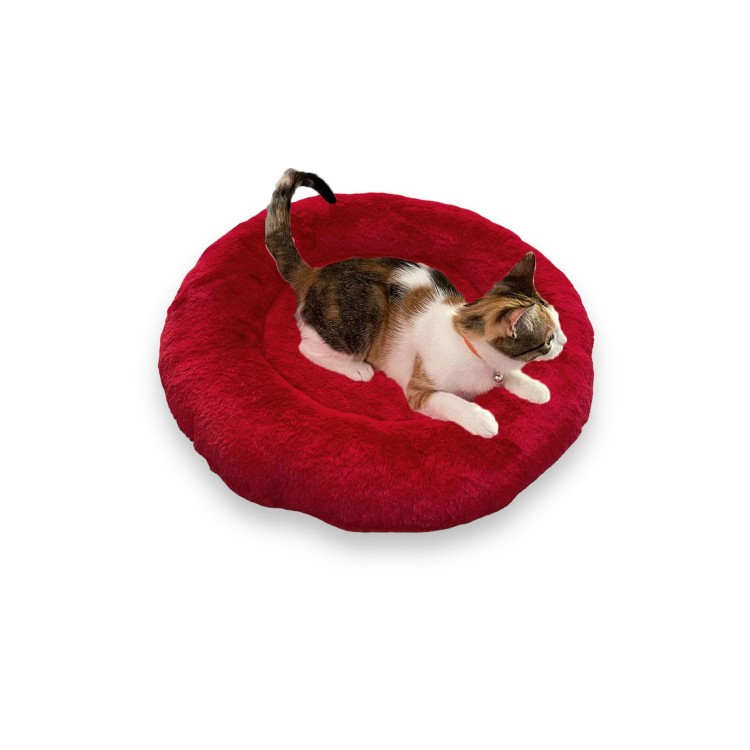 Yumuşak Tüylü Peluş Yuvarlak Evcil Hayvan Kedi Yatağı Minder 50cm Kırmızı Yumuşak Tüylü Peluş Yuvarlak Evcil Hayvan Kedi Yatağı Minder 50cm Kırmızı