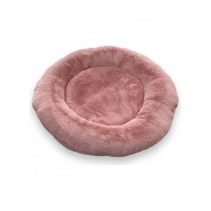 Yumuşak Tüylü Peluş Yuvarlak Evcil Hayvan Kedi Yatağı Minder 50cm Pudra Pembe