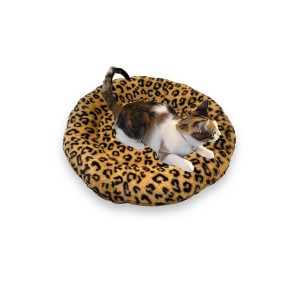 Yumuşak Tüylü Peluş Yuvarlak Evcil Hayvan Kedi Yatağı Minder 50cm Leopar Desenli Yumuşak Tüylü Peluş Yuvarlak Evcil Hayvan Kedi Yatağı Minder 50cm Leopar Desenli