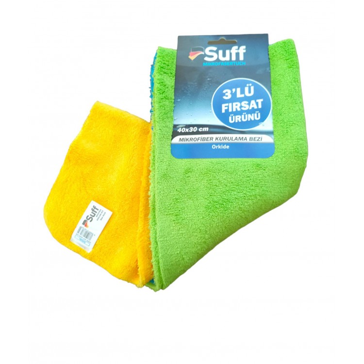 Suff Mikrofiber Oto Temizlik Bezi Havlu 3'lü 30x40cm