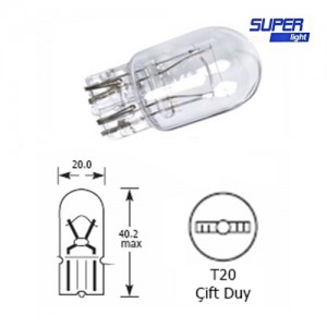 Super Light T20 Dipsiz Halojen Park Ampulü Çift Duy 1 Adet Super Light T20 Dipsiz Halojen Park Ampulü Çift Duy 1 Adet