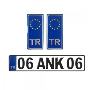 TR Avrupa Birliği Plaka Arması Metal Etiket Sticker Mavi 2'li TR Avrupa Birliği Plaka Arması Metal Etiket Sticker Mavi 2'li
