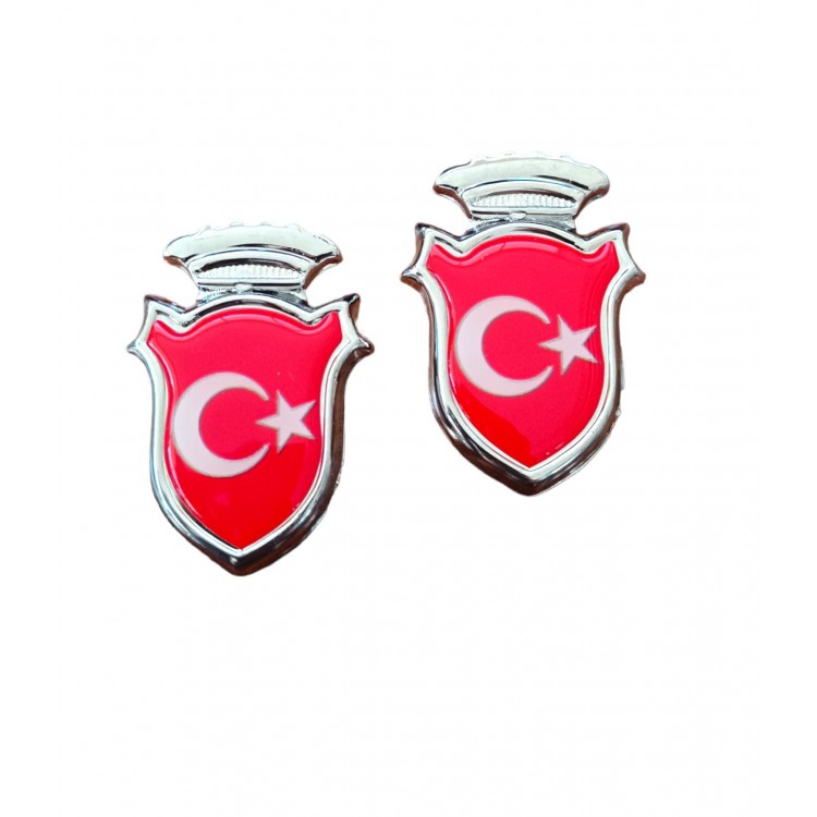 Türk Bayraklı Arma Damla Etiket Kırmızı 2'li Türk Bayraklı Arma Damla Etiket Kırmızı 2'li