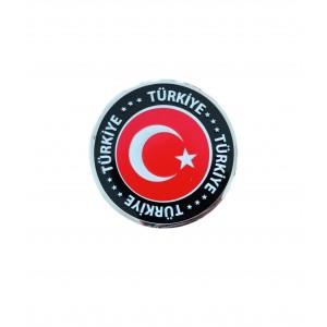 Türk Bayrağı Türkiye Yazılı Yuvarlak Etiket Metal Sticker 7cm Türk Bayrağı Türkiye Yazılı Yuvarlak Etiket Metal Sticker 7cm