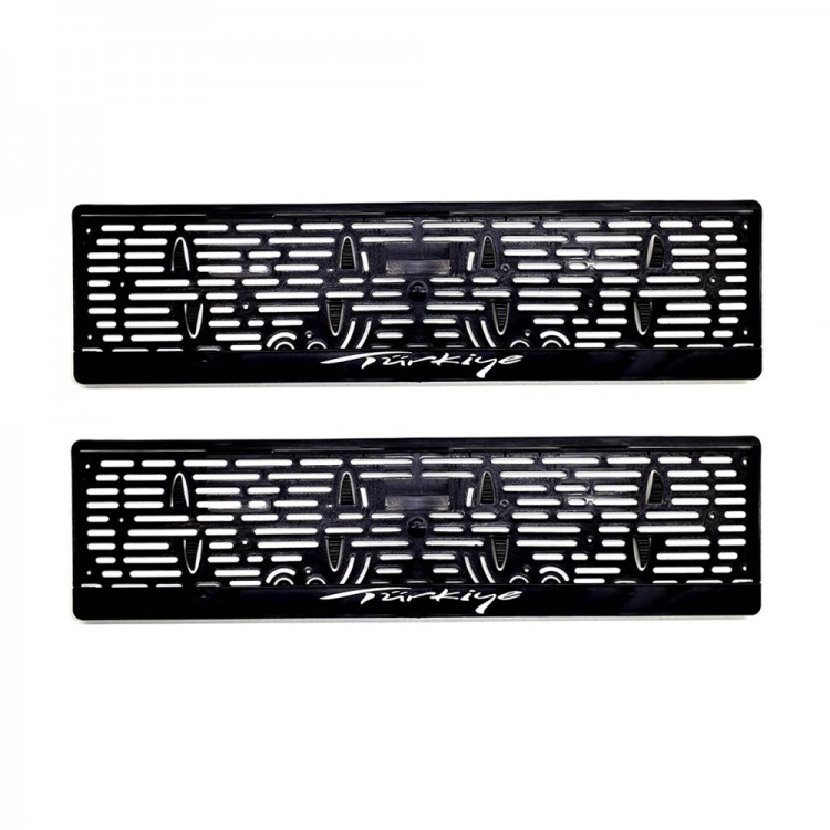 Türkiye Yazılı Plastik Plakalık Plaka Altlığı Çıtalı 2'li Beyaz