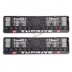 Türkiye Bayraklı Kabartma Plastik Plakalık Plaka Altlığı Çıtalı 2'li