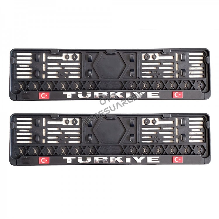 Türkiye Bayraklı Kabartma Plastik Plakalık Plaka Altlığı Çıtalı 2'li Türkiye Bayraklı Kabartma Plastik Plakalık Plaka Altlığı Çıtalı 2'li