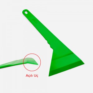 Uzun Saplı Açılı Uç Eğik Ragle Arka Cam Filmi Çekme Aparatı Yeşil 33x13cm