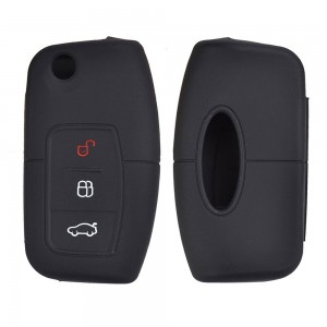 Ford Fiesta Focus Mondeo B-Max C-Max Sustalı Anahtar Uyumlu Silikon Oto Anahtar Kumanda Kabı Kılıf Siyah