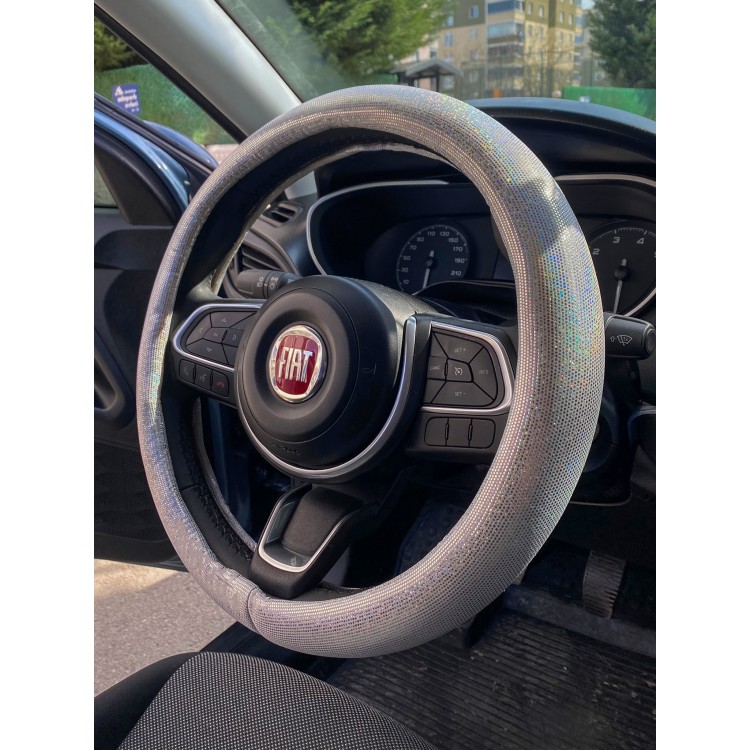 Hologram Noktalı Janjanlı Direksiyon Kılıfı Beyaz