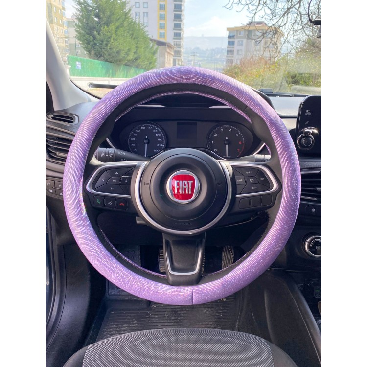 Hologram Noktalı Janjanlı Direksiyon Kılıfı Lila