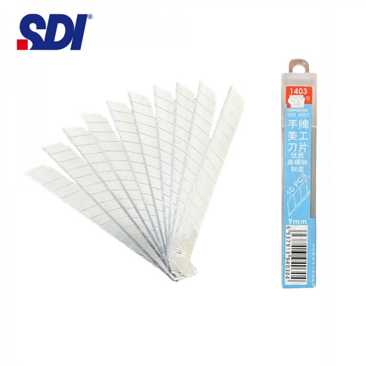 SDI 1403 Çelik Maket Bıçağı Falçata Ucu Yedeği 9mm 60 Derece Küçük 10'lu