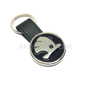 Skoda Deri Luxury Metal Oto Anahtarlık Siyah