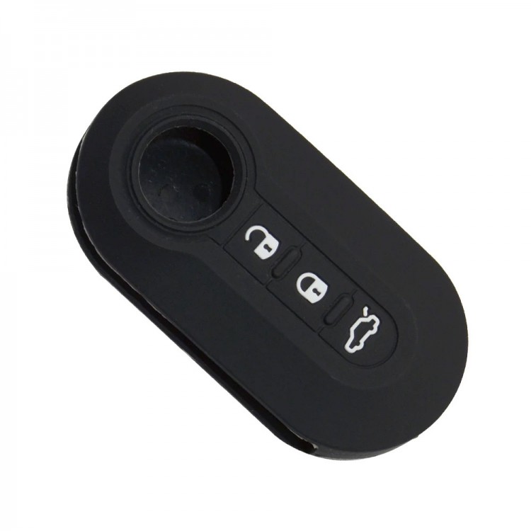 Fiat Doblo Ducato Punto Fiorino 3 Butonlu Anahtar Uyumlu Silikon Oto Anahtar Kumanda Kabı Kılıf Siyah