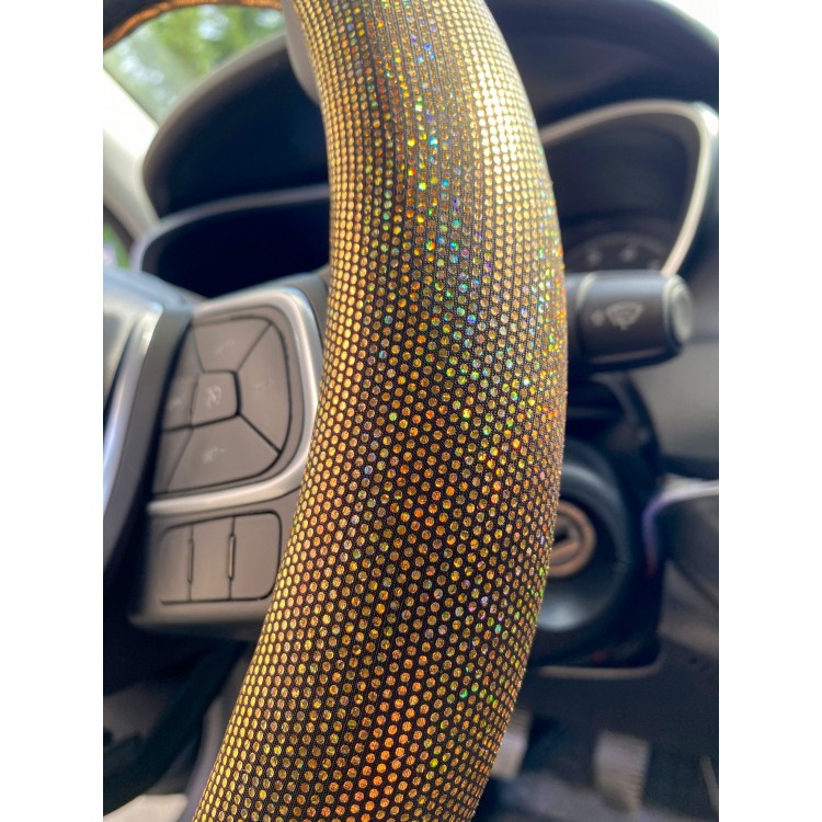 Hologram Noktalı Janjanlı Direksiyon Kılıfı Gold