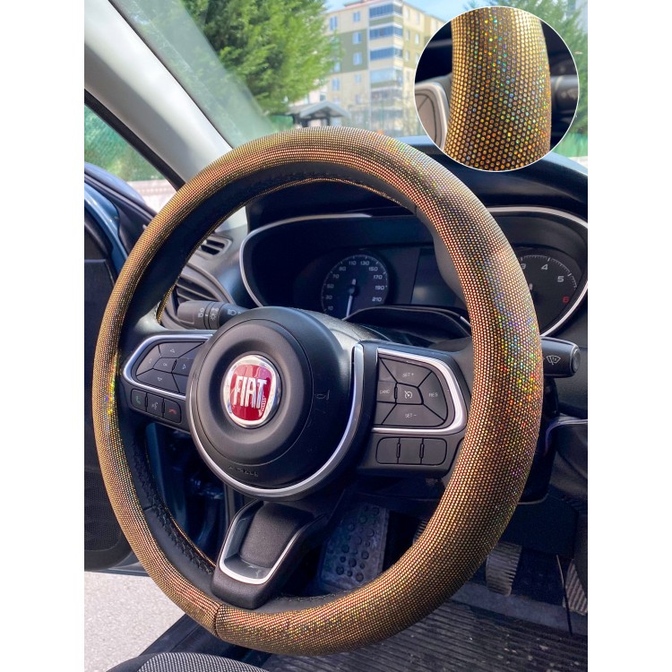 Hologram Noktalı Janjanlı Direksiyon Kılıfı Gold