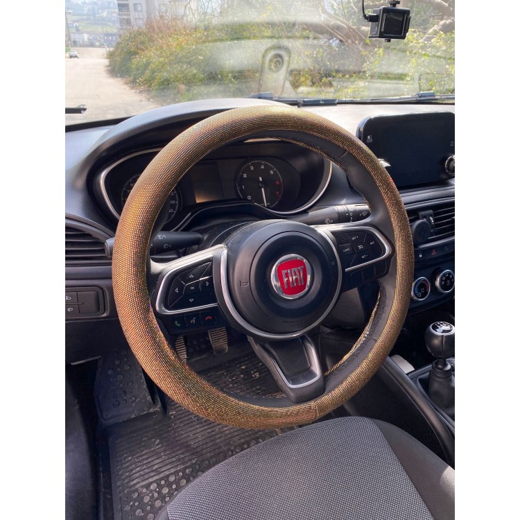 Hologram Noktalı Janjanlı Direksiyon Kılıfı Gold