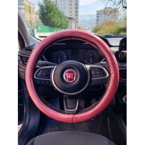 Hologram Noktalı Janjanlı Direksiyon Kılıfı Kırmızı Hologram Noktalı Janjanlı Direksiyon Kılıfı Kırmızı