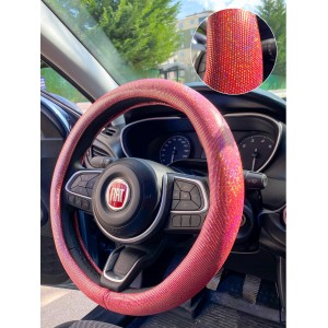 Hologram Noktalı Janjanlı Direksiyon Kılıfı Kırmızı