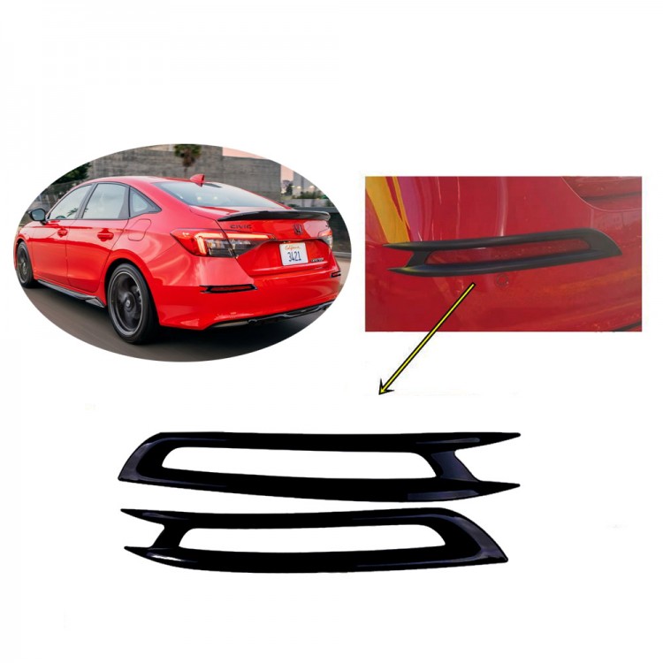 Honda Civic 2022-2023 Arka Tampon Sis Farı Çerçevesi Piyano Black 2 Parça Honda Civic 2022-2023 Arka Tampon Sis Farı Çerçevesi Piyano Black 2 Parça