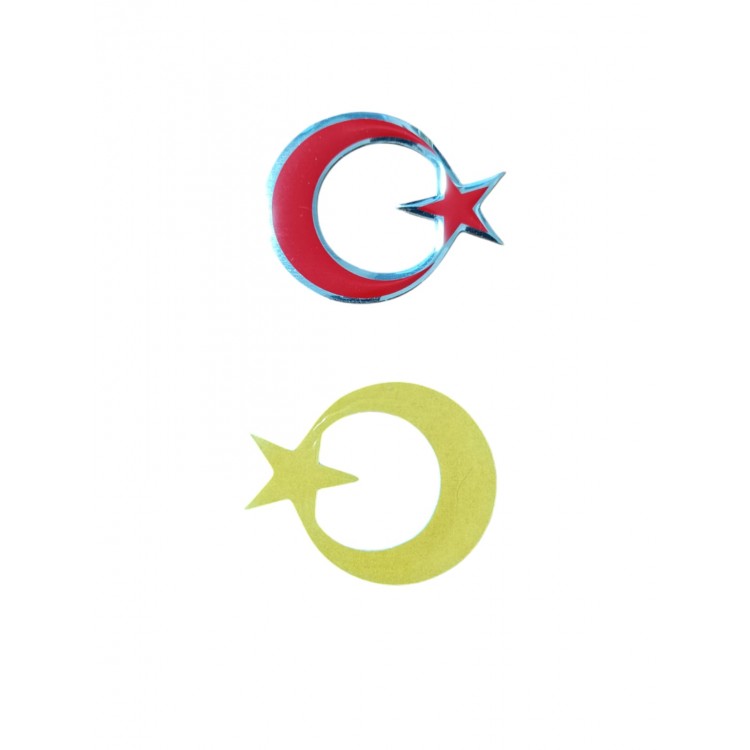 Türk Bayraklı Arma Etiket Kırmızı 2'li Türk Bayraklı Arma Etiket Kırmızı 2'li