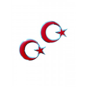 Türk Bayraklı Arma Etiket Kırmızı 2'li Türk Bayraklı Arma Etiket Kırmızı 2'li