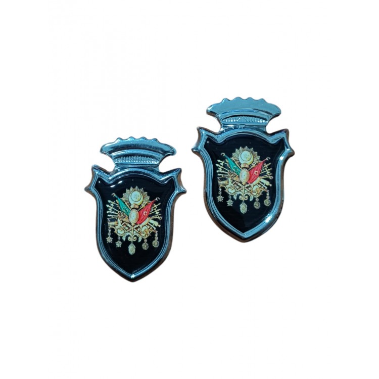 Osmanlı Devlet Arması Damla Etiket Krom Siyah 2'li Osmanlı Devlet Arması Damla Etiket Krom Siyah 2'li