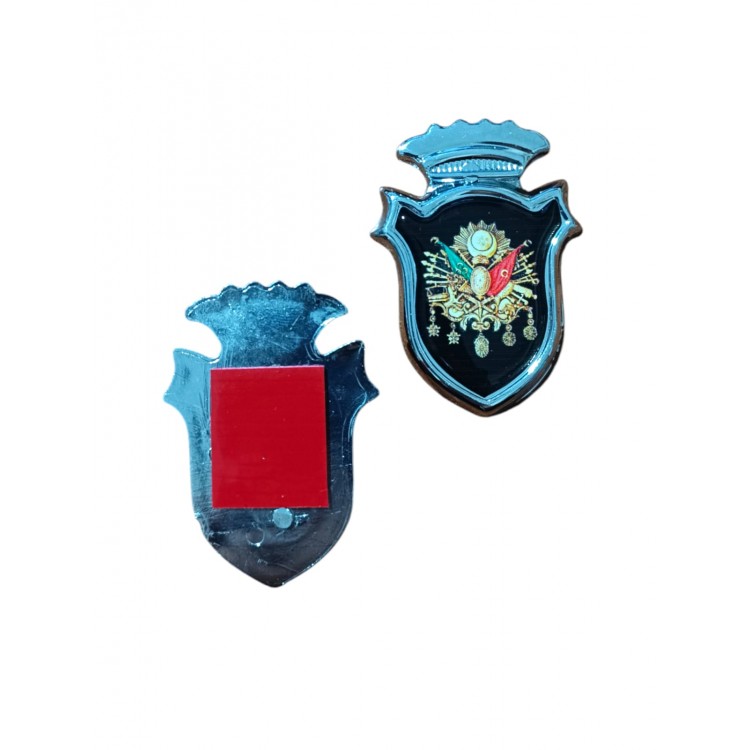 Osmanlı Devlet Arması Damla Etiket Krom Siyah 2'li Osmanlı Devlet Arması Damla Etiket Krom Siyah 2'li