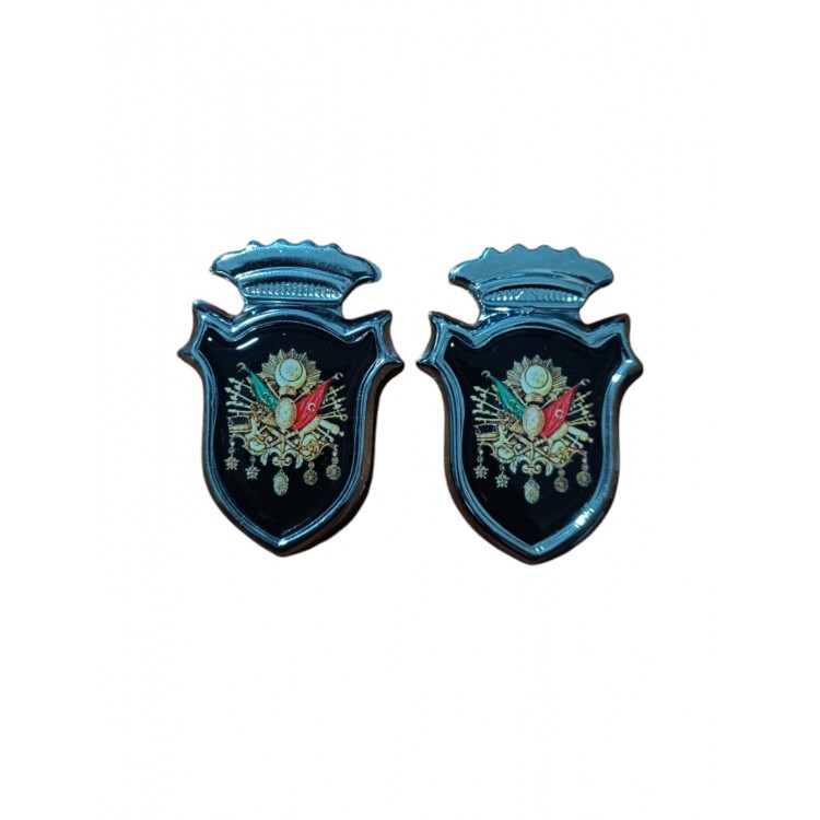 Osmanlı Devlet Arması Damla Etiket Krom Siyah 2'li Osmanlı Devlet Arması Damla Etiket Krom Siyah 2'li