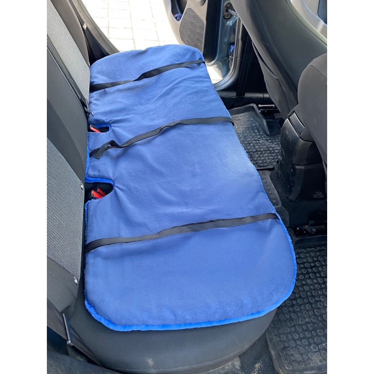 Yumuşak Tüylü Peluş Serme Oto Koltuk Koruyucu Minder Ön Arka Mavi