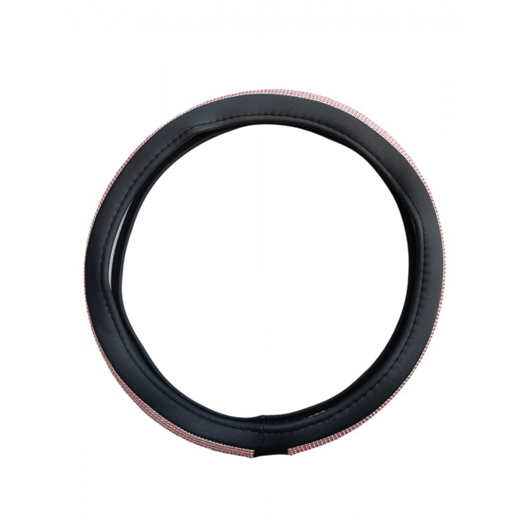 Kırmızı Taşlı Geçmeli Direksiyon Kılıfı-Siyah Derili Kırmızı Taşlı Geçmeli Direksiyon Kılıfı-Siyah Derili