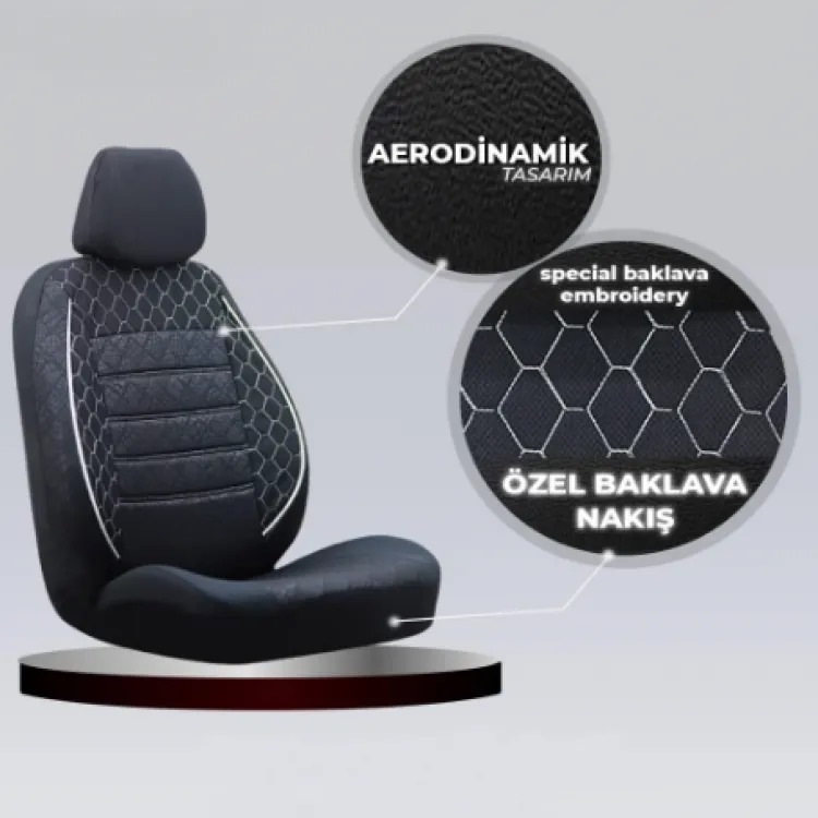 Ticari Araba Oto Koltuk Kılıfı Universal Si̇yah Gri