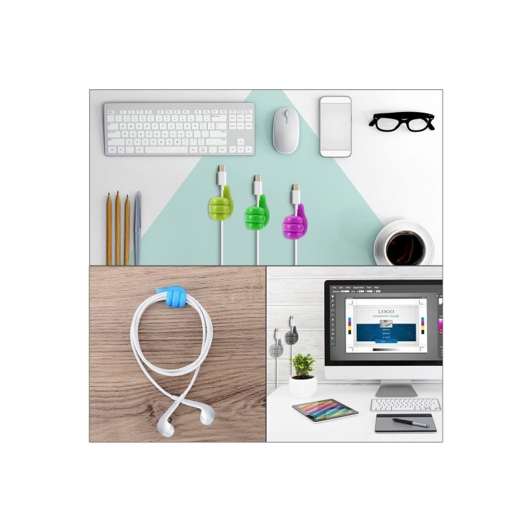 Baş Parmak Kablo Tutucu Mavi 4'lü