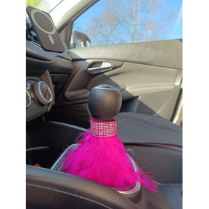 Vites El Freni Tüylü Süs Kristal Taşlı Model Fuşya Vites El Freni Tüylü Süs Kristal Taşlı Model Fuşya