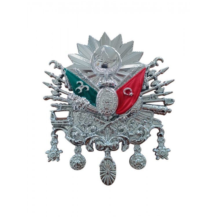 Osmanlı Devlet Arması Vidalı Kabartma Logo Büyük 12x11cm Krom