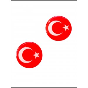 Türk Bayrağı Yuvarlak Etiket Damla Sticker 4.5cm 2' Li