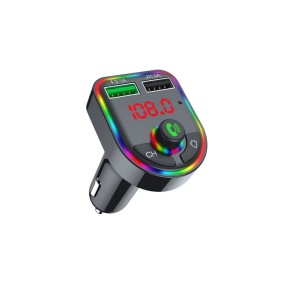 Car F6 RGB Bluetooth Araç Kiti FM Transmitter QC 3.1A Type-C Usb Şarj 12-24V