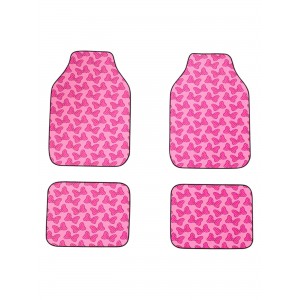 Oto Halı Paspas Universal 4 Parça Pembe Fiyonk Desenli