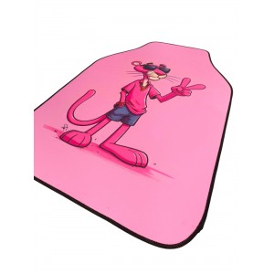 Oto Halı Paspas Universal 4 Parça Pembe Panter Desenli