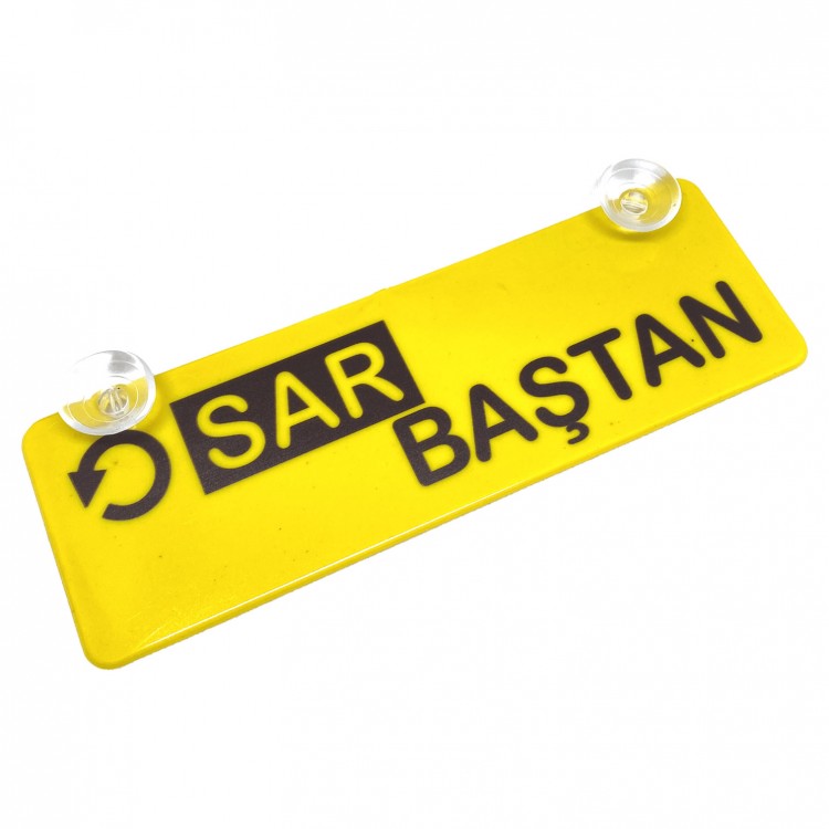 Sar Baştan Yazılı Sarı Dekor Plaka Vantuzlu Cam Süsü 22x7.5cm Sar Baştan Yazılı Sarı Dekor Plaka Vantuzlu Cam Süsü 22x7.5cm